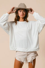 BiBi Loop Terry Pull Over With Cut Edge Band - Trendsi - Flyclothing LLC