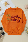 THANKSGIVING Round Neck Dropped Shoulder Sweater - Trendsi