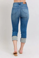 Judy Blue Full Size Skinny Cuff Capris Jeans with Pockets Plus Size - Trendsi - Flyclothing LLC