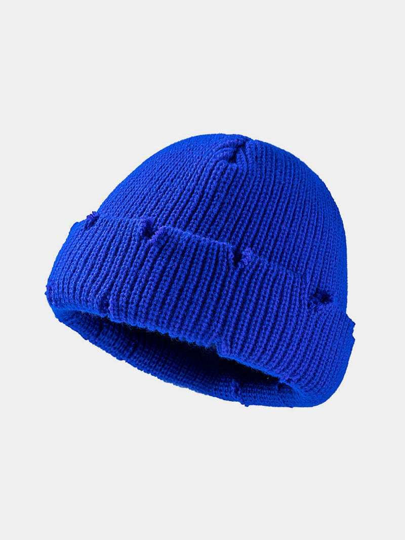 Distressed Cuffed Knit Hat - Trendsi - Flyclothing LLC