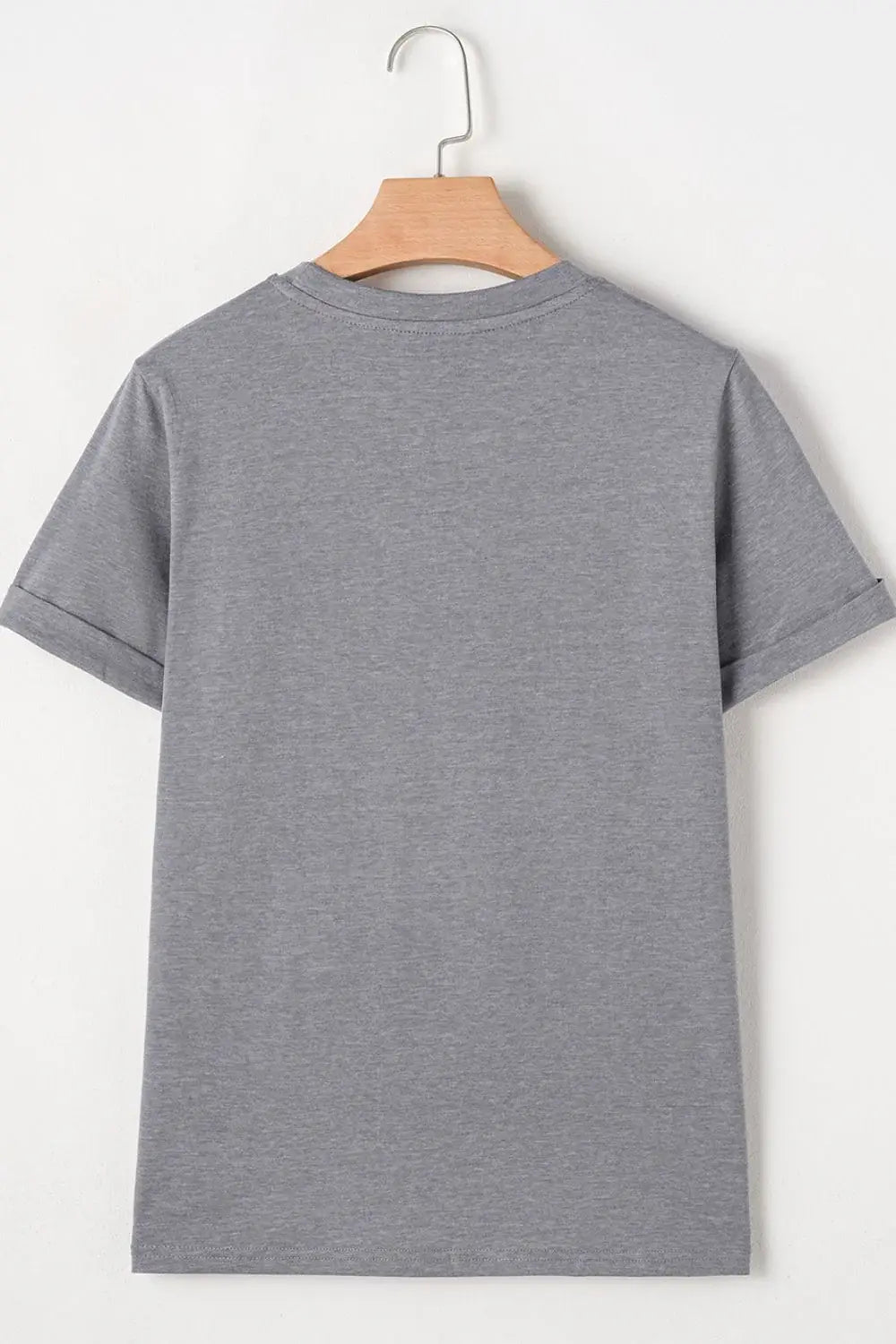 HOPPY Chenille Patch Round Neck Short Sleeve T-Shirt - Trendsi - Flyclothing LLC