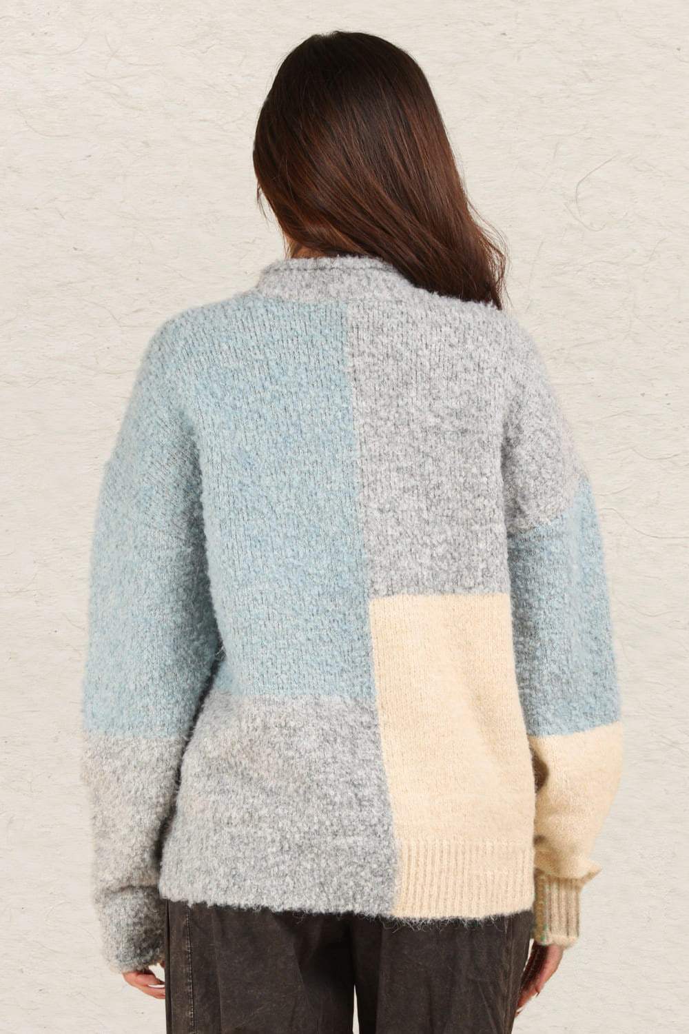 VERY J Color Block Mock Neck Drop Shoulder Sweater - Trendsi - Flyclothing LLC