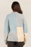 VERY J Color Block Mock Neck Drop Shoulder Sweater - Trendsi