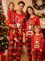 Family Matching Christmas Pajama Set with Santa and Plaid Print - Trendsi - Flyclothing LLC