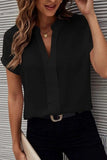 Full Size Notched Short Sleeve Blouse - Trendsi - Flyclothing LLC