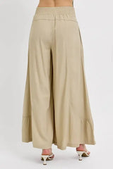 RISEN Shirring Detail Wide Leg Pants - Trendsi - Flyclothing LLC