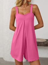 Mandy Sweetheart Neck Wide Strap Romper with Pockets - Trendsi - Flyclothing LLC