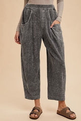 Annie Wear Mineral Washed Elastic Waist Pants - Trendsi