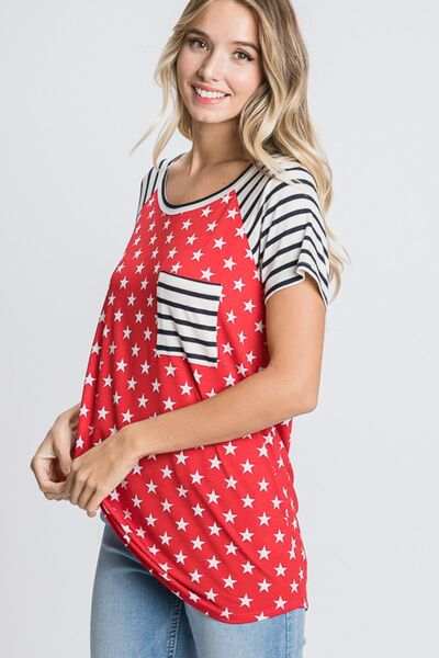 Heimish Full Size Star & Striped Round Neck Short Sleeve T-Shirt Plus Size - Trendsi - Flyclothing LLC