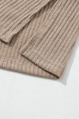 Quarter Button Round Neck Dropped Shoulder Knit Top - Trendsi - Flyclothing LLC
