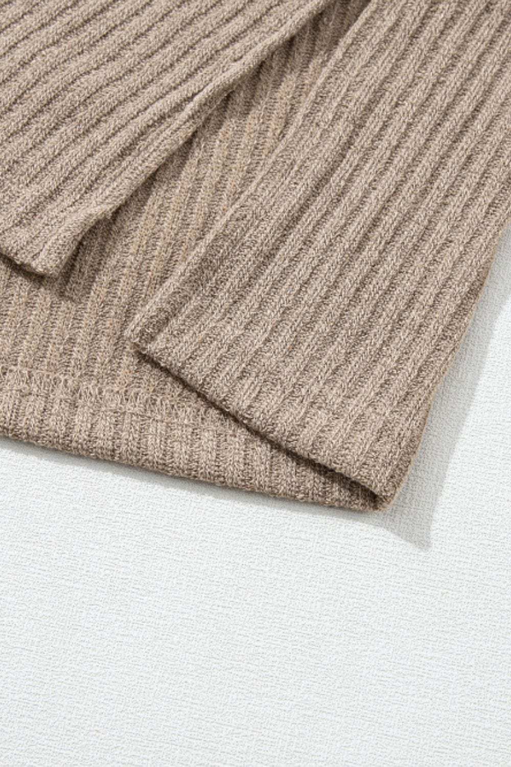 Quarter Button Round Neck Dropped Shoulder Knit Top - Trendsi - Flyclothing LLC