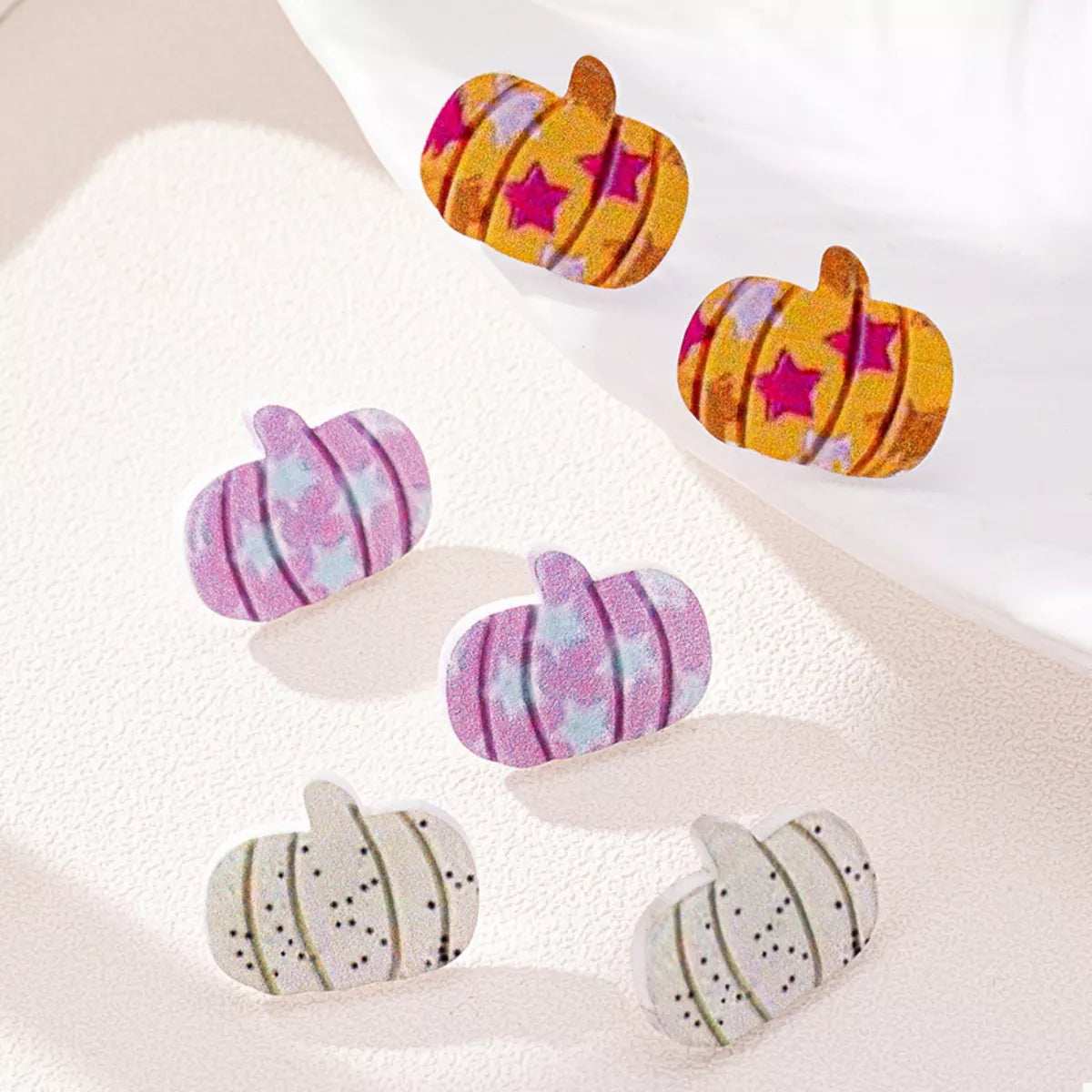 3 Piece Halloween Pumpkin Stud Earrings - Trendsi - Flyclothing LLC