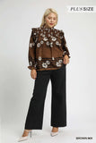 Umgee Full Size Mix Floral Smocked Ruffle Blouse Plus Size - Trendsi - Flyclothing LLC