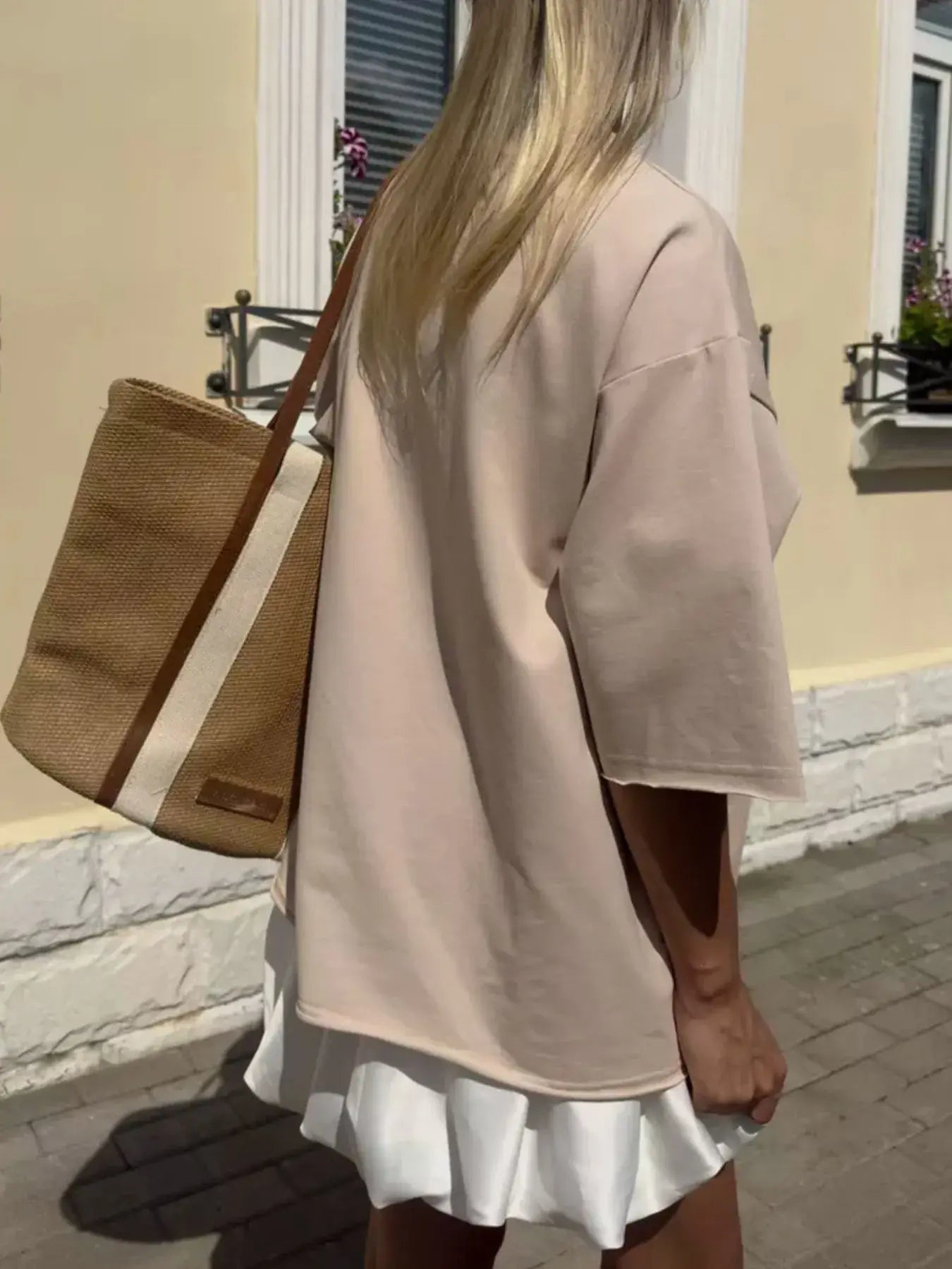 Round Neck Half Sleeve Oversized T-Shirt - Trendsi - Flyclothing LLC