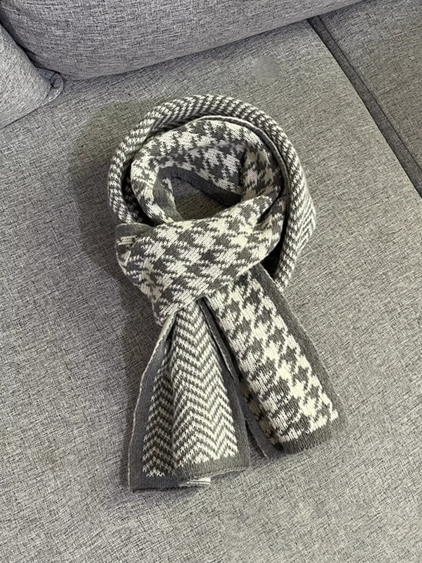 Houndstooth Pattern Warm Winter Scarf - Trendsi - Flyclothing LLC