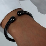 Stainless Steel Twisted Cable Cuff Bracelet - Trendsi - Flyclothing LLC