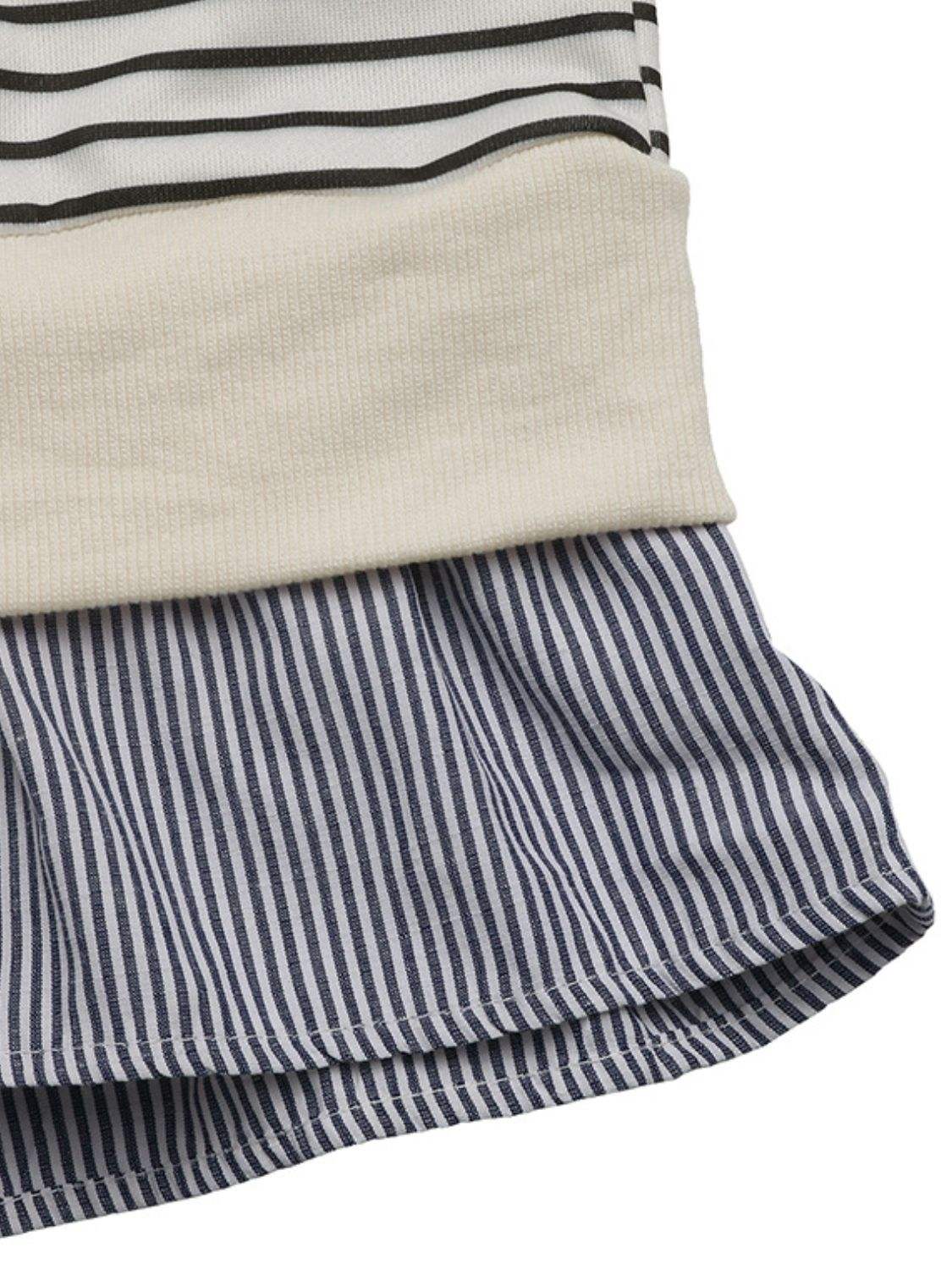 Perfee Faux Layered Striped Long Sleeve Sweatshirt - Trendsi - Flyclothing LLC
