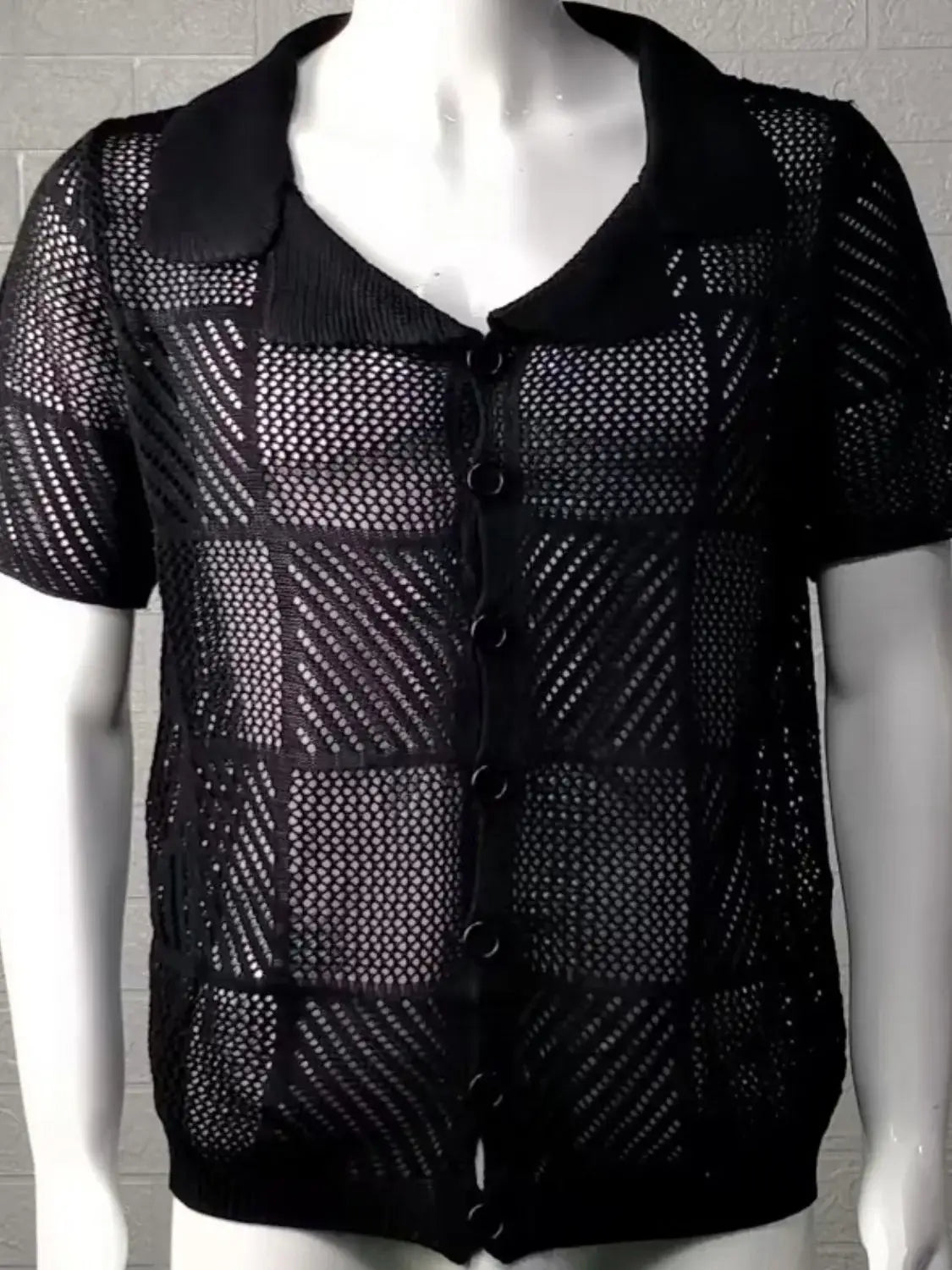 Men's Button Down Checkered Eyelet Shirt - Trendsi - Flyclothing LLC