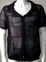 Men's Button Down Checkered Eyelet Shirt - Trendsi - Flyclothing LLC