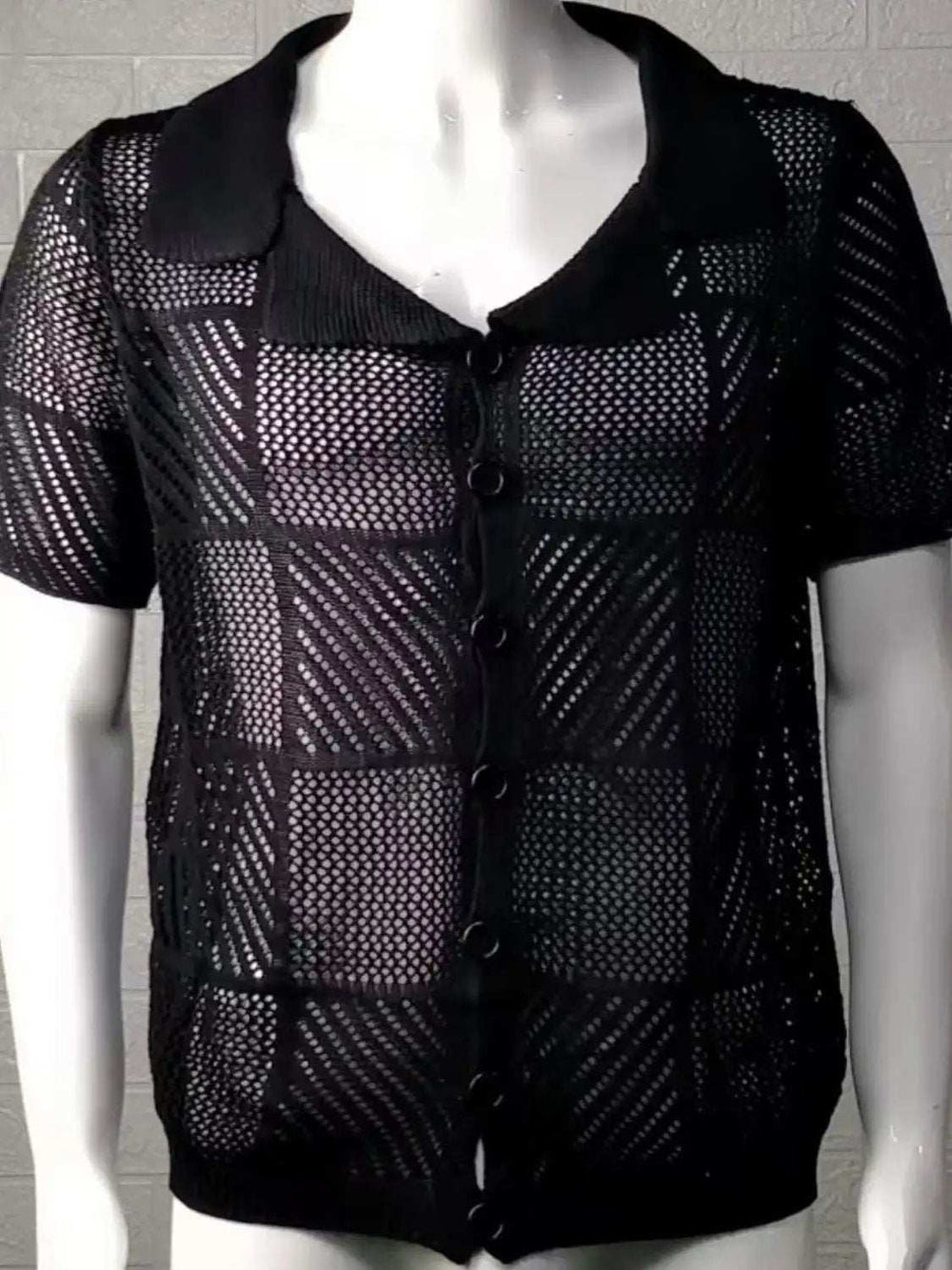 Men's Button Down Checkered Eyelet Shirt - Trendsi - Flyclothing LLC