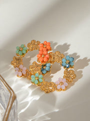 Synthetic Crystal Stainless Steel Flower Earrings