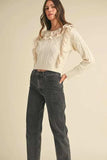 MABLE Ruffled Lace Crochet Sweater - Trendsi - Flyclothing LLC
