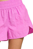 Zenana Windbreaker Smocked Waistband Running Shorts - Trendsi