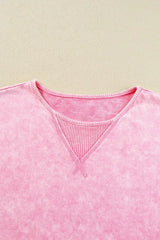 Mineral Wash Drop Shoulder Round Neck T-Shirt - Trendsi - Flyclothing LLC
