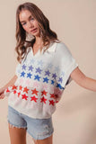 SO ME Fourth Of July Stars Loose Fit Knit Top - Trendsi - Flyclothing LLC