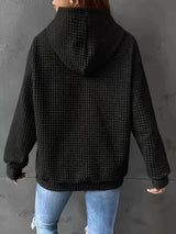 Textured Knit Drawstring Hoodie - Trendsi - Flyclothing LLC