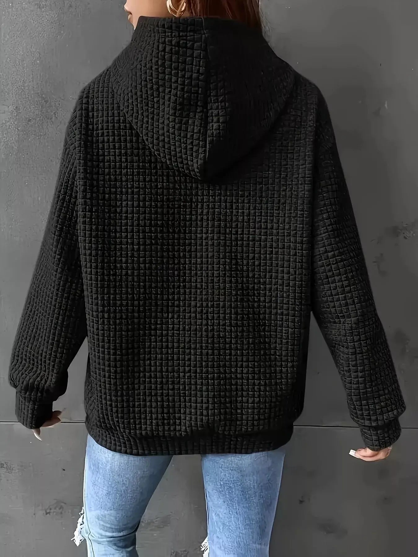 Textured Knit Drawstring Hoodie - Trendsi - Flyclothing LLC