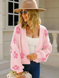 Angel Wings Flower Open Front Long Sleeve Cardigan - Trendsi - Flyclothing LLC