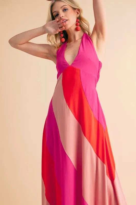 Aemi+Co Color Block Sleeveless Maxi Dress - Trendsi - Flyclothing LLC