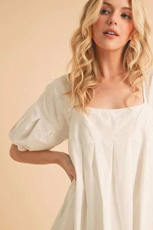 Aemi + Co Square Neck Babydoll Dress with Pockets - Trendsi - Flyclothing LLC