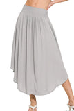 Zenana Woven Crinkle Smocked Waist Maxi Skirt W Pockets - Trendsi