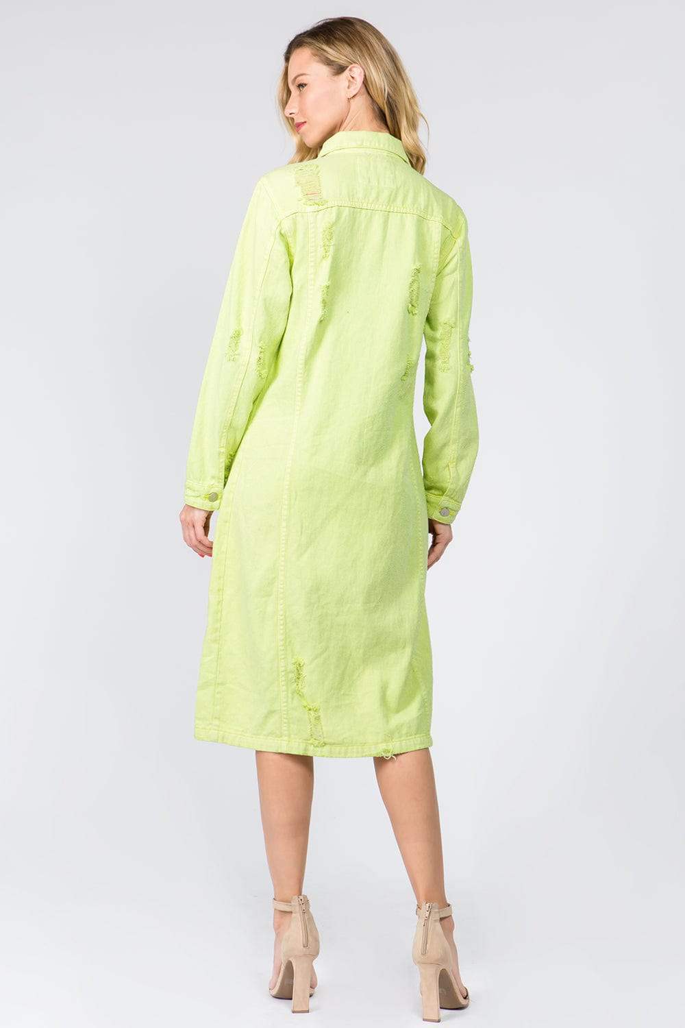 American Bazi Button Up Distressed Denim Dress - Trendsi - Flyclothing LLC
