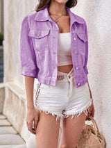 Full Size Cropped Denim Jacket Plus Size - Trendsi - Flyclothing LLC