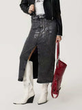 Slit Midi Denim Skirt with Pockets - Trendsi - Flyclothing LLC