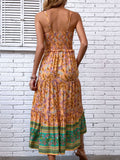 Printed Square Neck Midi Cami Dress - Trendsi
