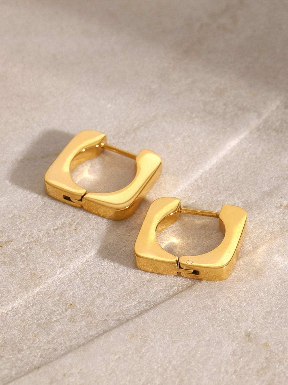 18K Gold-Plated Stainless Steel Square Earrings - Trendsi - Flyclothing LLC