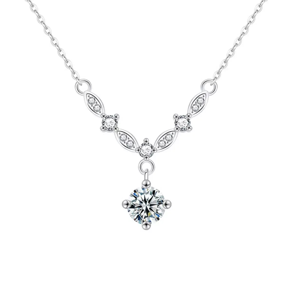 1 Carat Moissanite 925 Sterling Silver Necklace - Trendsi - Flyclothing LLC