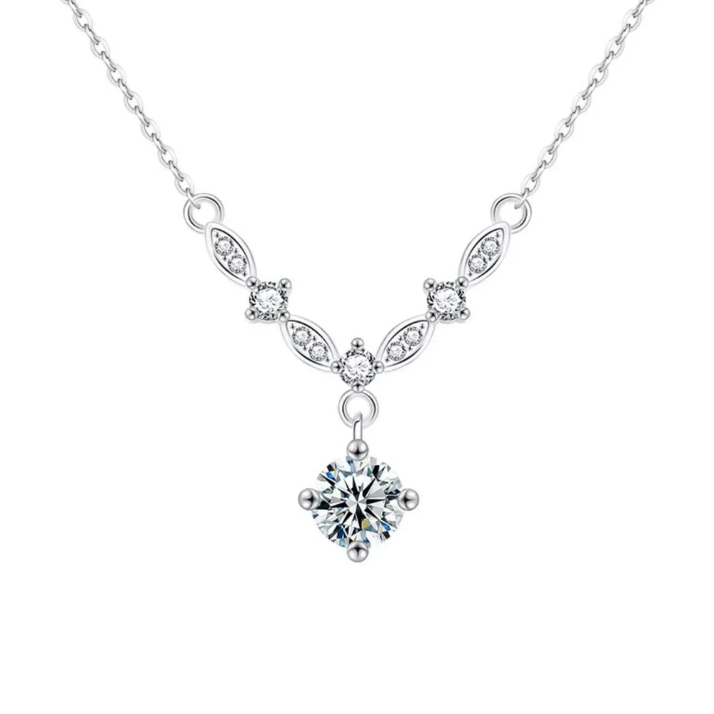 1 Carat Moissanite 925 Sterling Silver Necklace - Trendsi - Flyclothing LLC