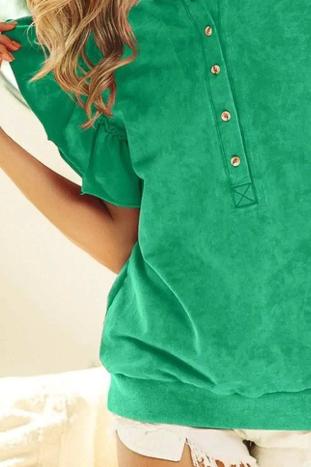 BiBi Mineral Washed Terry Top - Trendsi - Flyclothing LLC