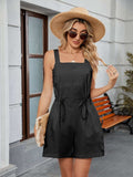 Drawstring Wide Strap Romper with Pockets - Trendsi - Flyclothing LLC