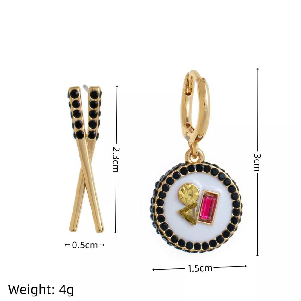 Food Theme Copper Asymmetry Earring - Trendsi - Flyclothing LLC