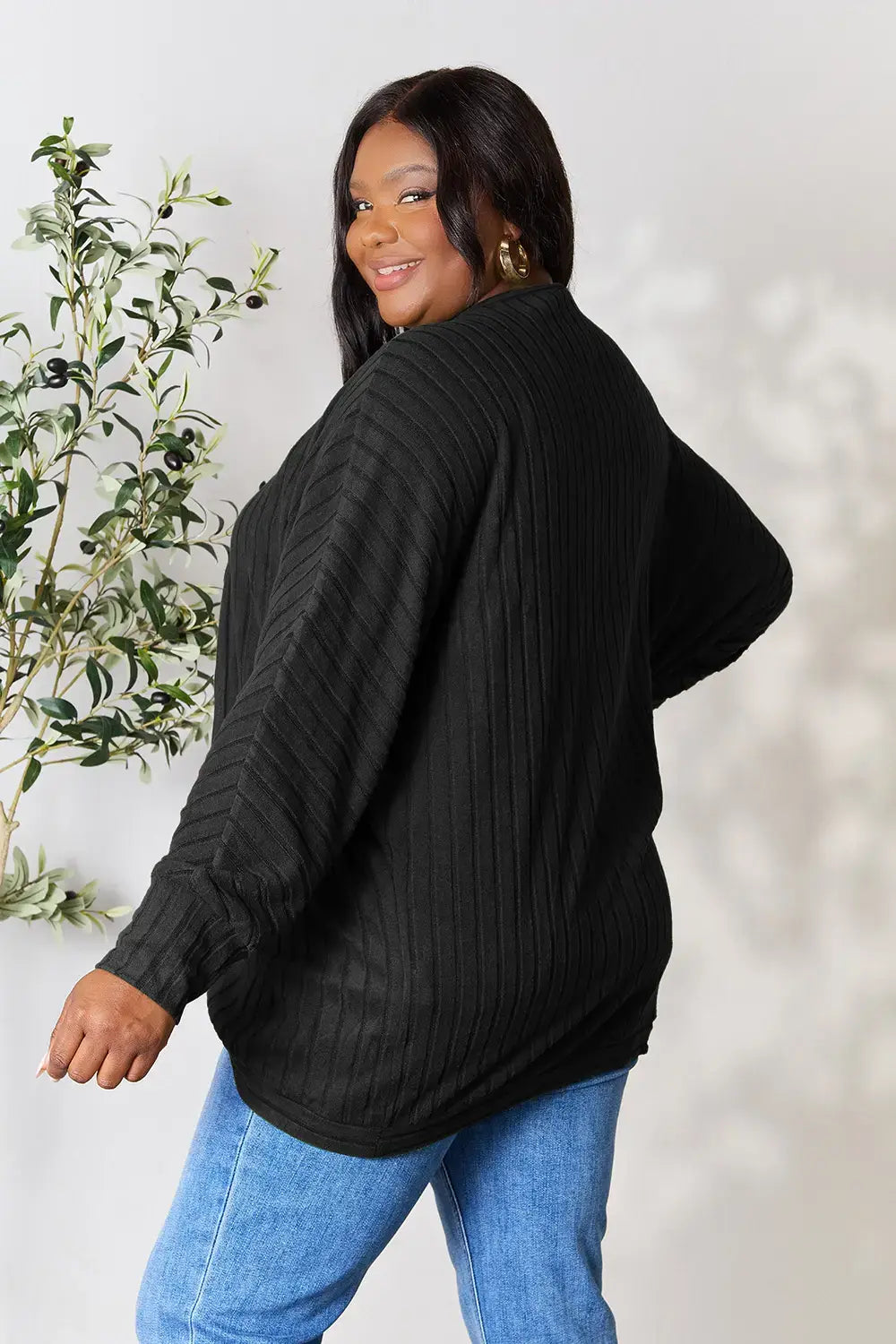 Basic Bae Full Size Ribbed Cocoon Cardigan - ShopBasicbae - Flyclothing LLC