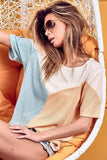 BiBi Round Neck Color Block Short Sleeve T-Shirt - Trendsi - Flyclothing LLC