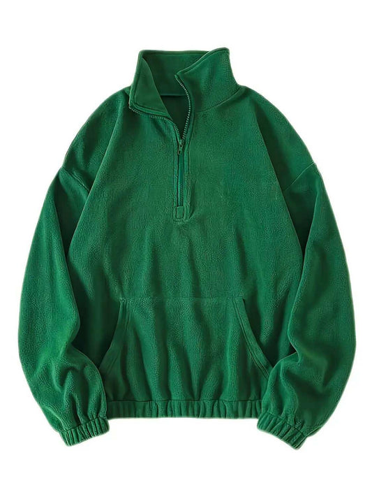 Half Zip Long Sleeve Sweatshirt - Trendsi - Flyclothing LLC