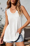 Waffle-Knit Wide Strap Tank - Trendsi - Flyclothing LLC