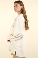 VERY J Collared Half Button Knit Top with Pockets - Trendsi - Flyclothing LLC